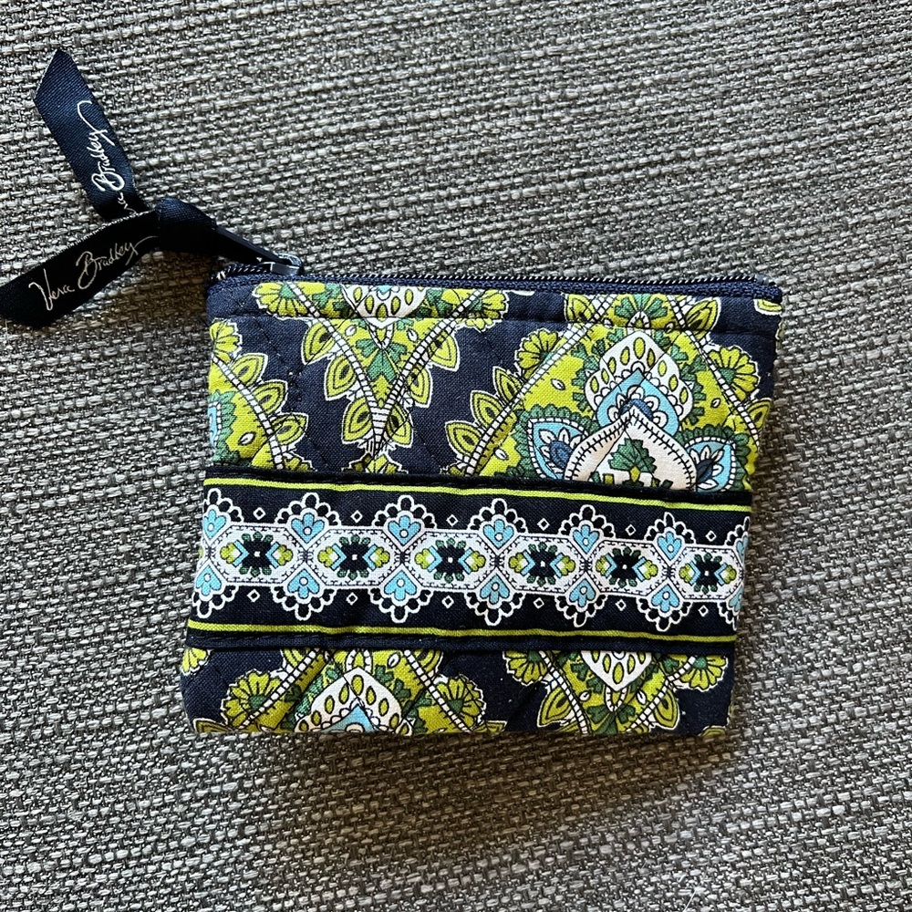 Vera Bradley Navy and Green Patterned coin purse Cambridge pattern